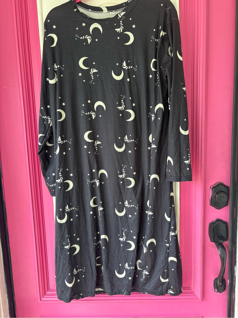 Amazon Black Nightgown with Moon & Star Print